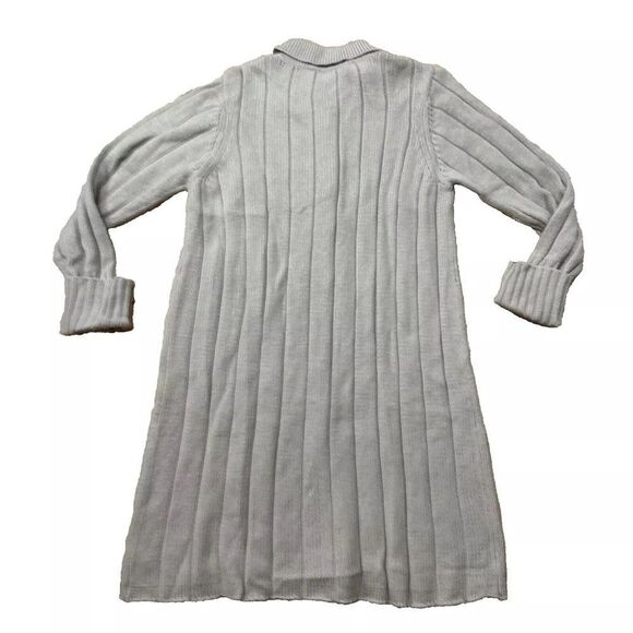 BURNS Wool Knit Duster Sweater Dress Womens 1X Vintage Tan Beige Long Cardigan - Picture 2 of 15